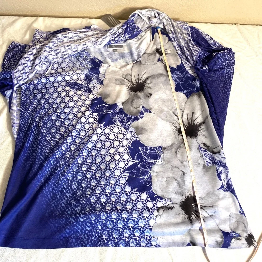 NWT JM Collection purple and white blouse - Picture 6 of 10